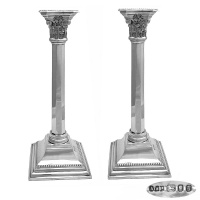 Pair English Sterling Silver Candlesticks 1956